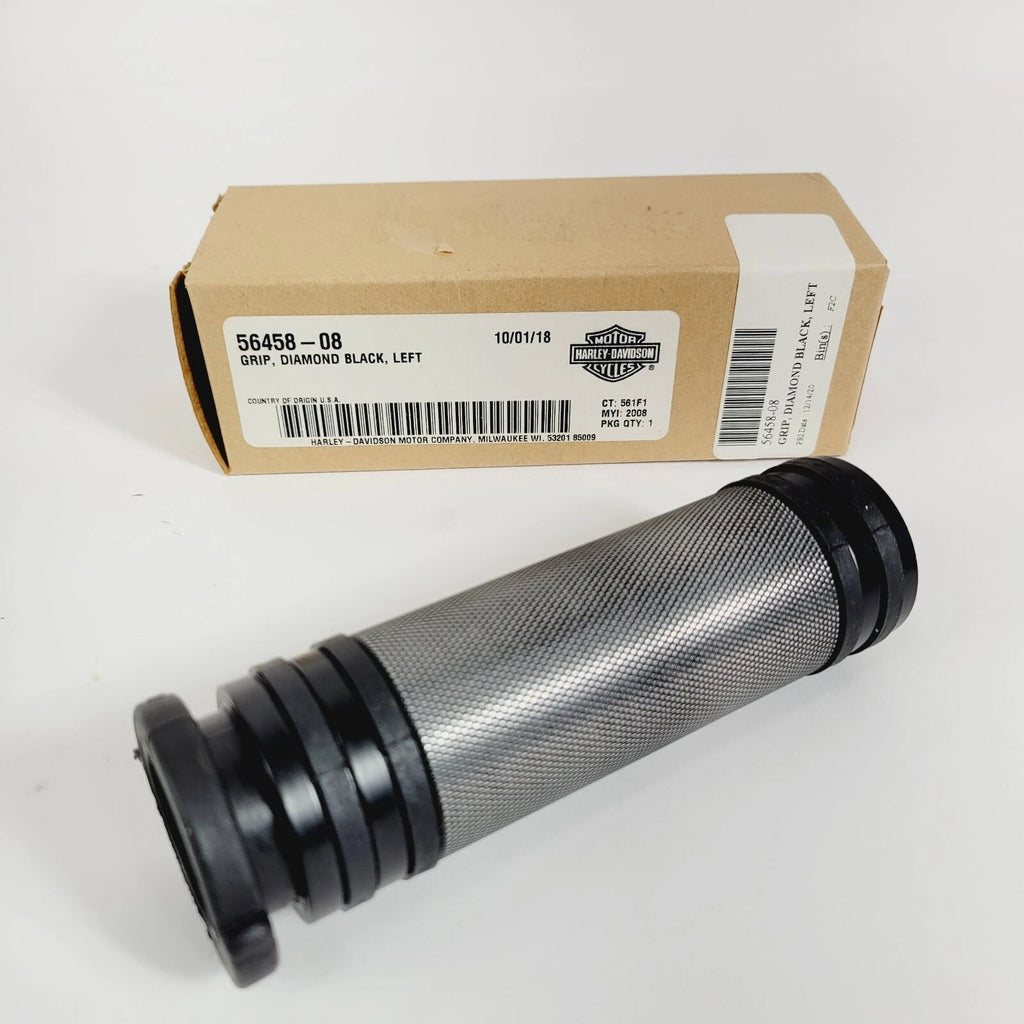 Harley Davidson OEM Black Diamond TBW Left Hand Grip 56458-08 for CVO Fat Bob (2010)