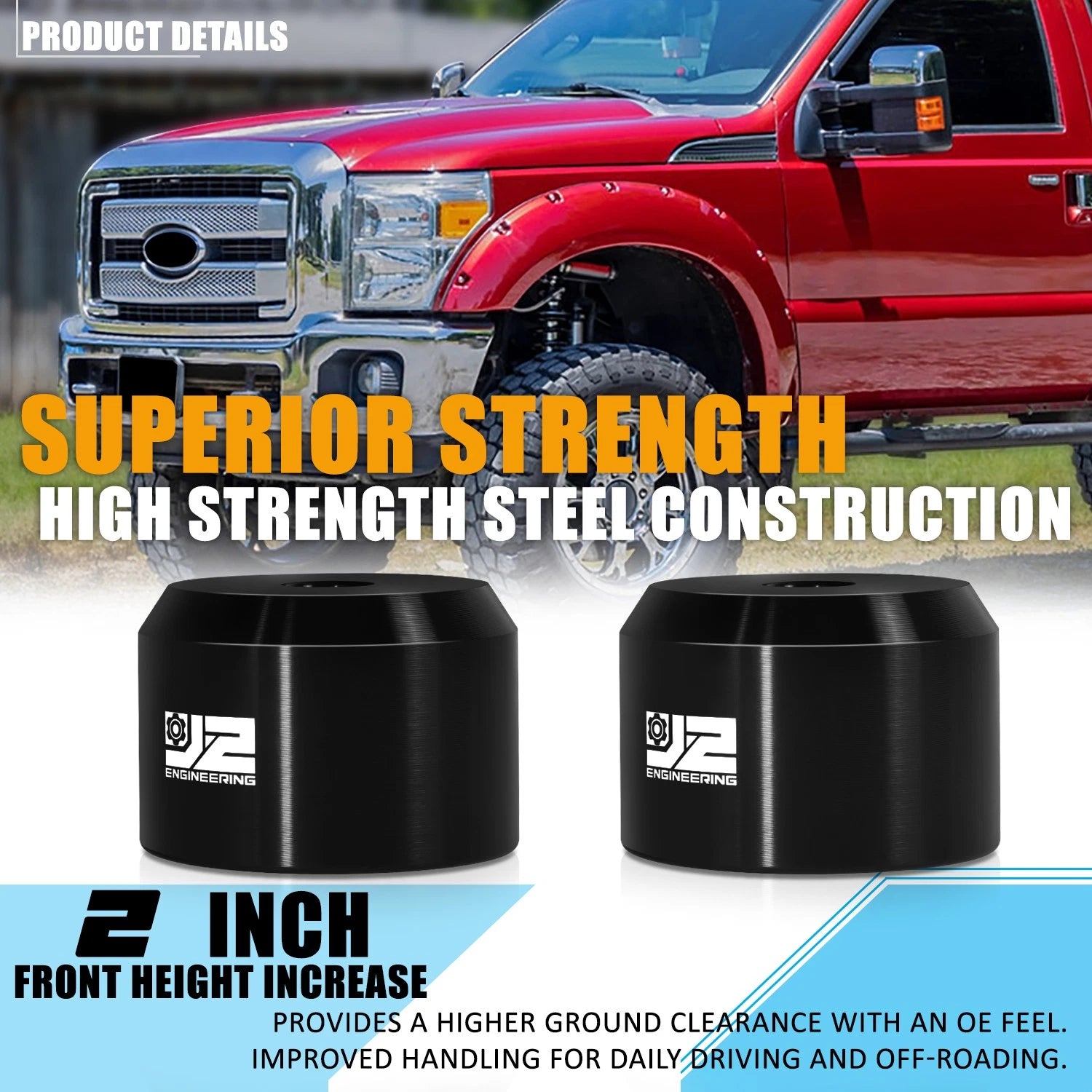 2" Steel Front Strut Top Mount Lift Kit Spacers for Ford F-150 (2005–2022)