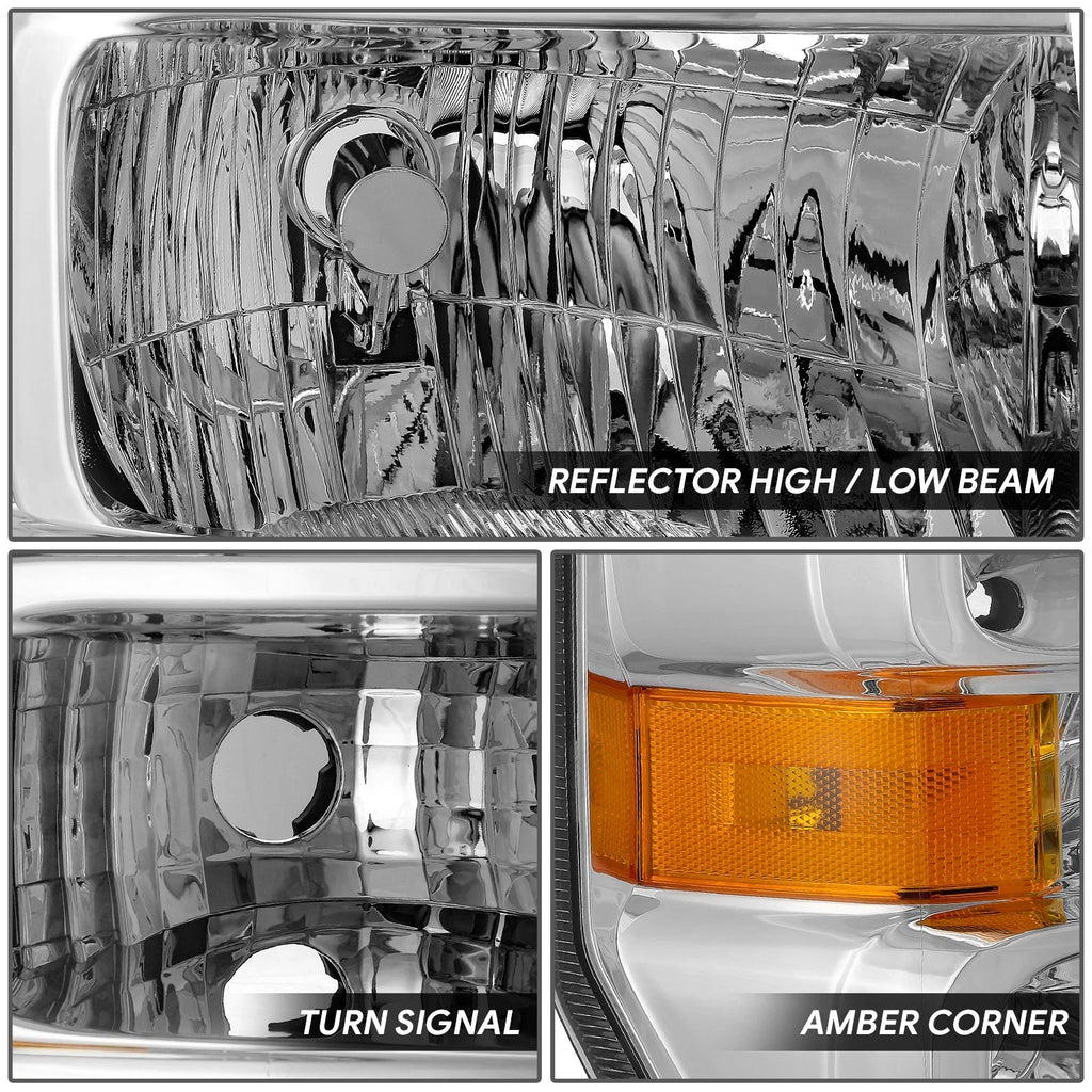 Passenger Side Headlight for Ford E-150-750 SD (2008–2021) - Chrome, Amber