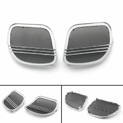 Tri-Line Speaker Cover Grills for Harley Road Glide FLTRX (2015–2018) Chrome