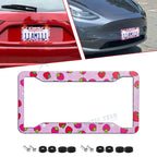 Strawberry Pink 4-Hole Universal US Car License Plate Frame Decoration (—)