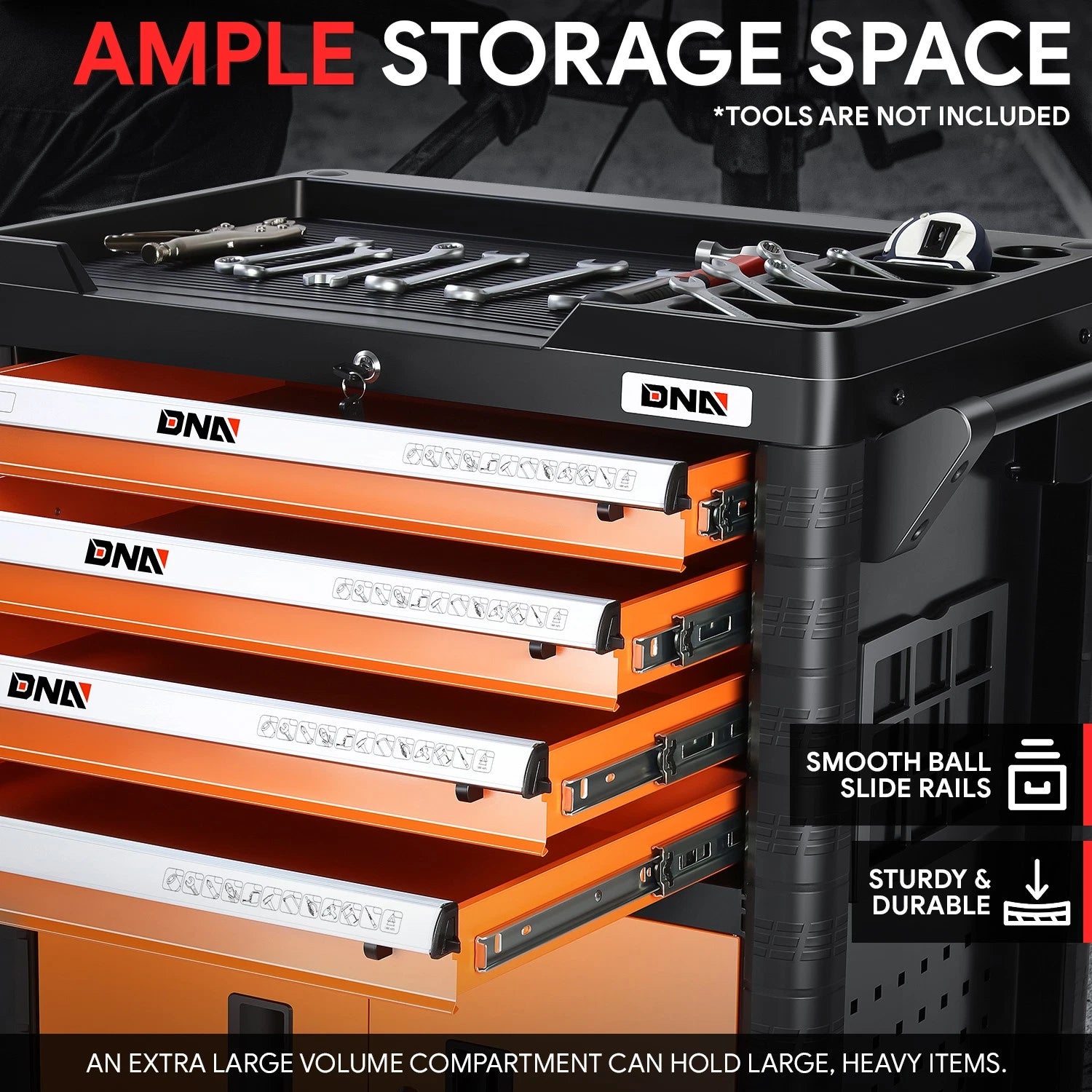 4-Drawer Rolling Tool Chest with Wheels for Universal Use