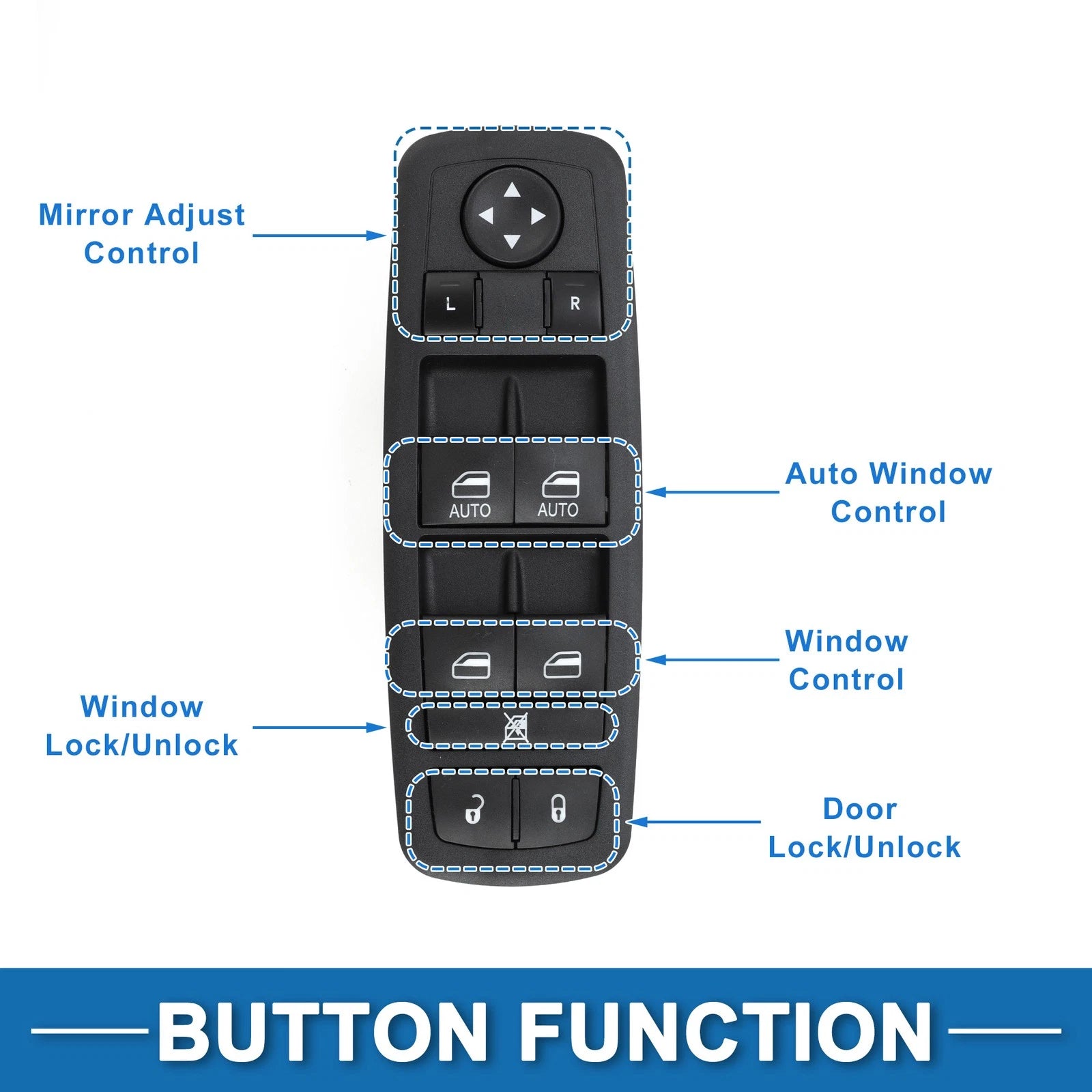 2 Power Window Switch No. 4602535AH for Dodge Grand Caravan (2008–2020)