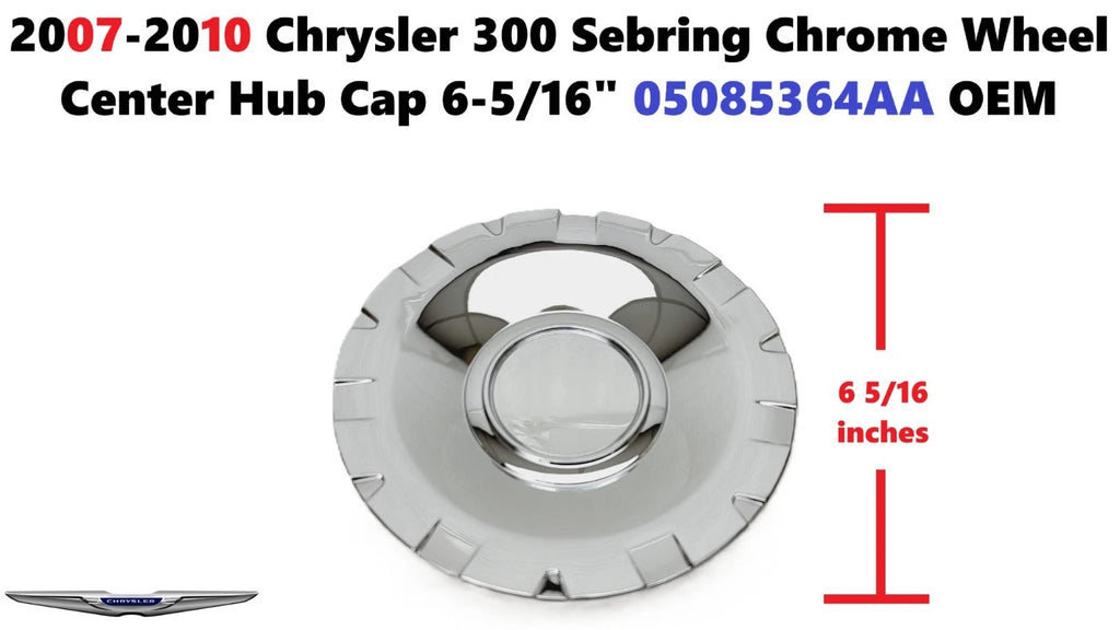 Set of 4 Chrome Wheel Center Hub Caps for Chrysler 300 Sebring (2007–2010) 05085364AA