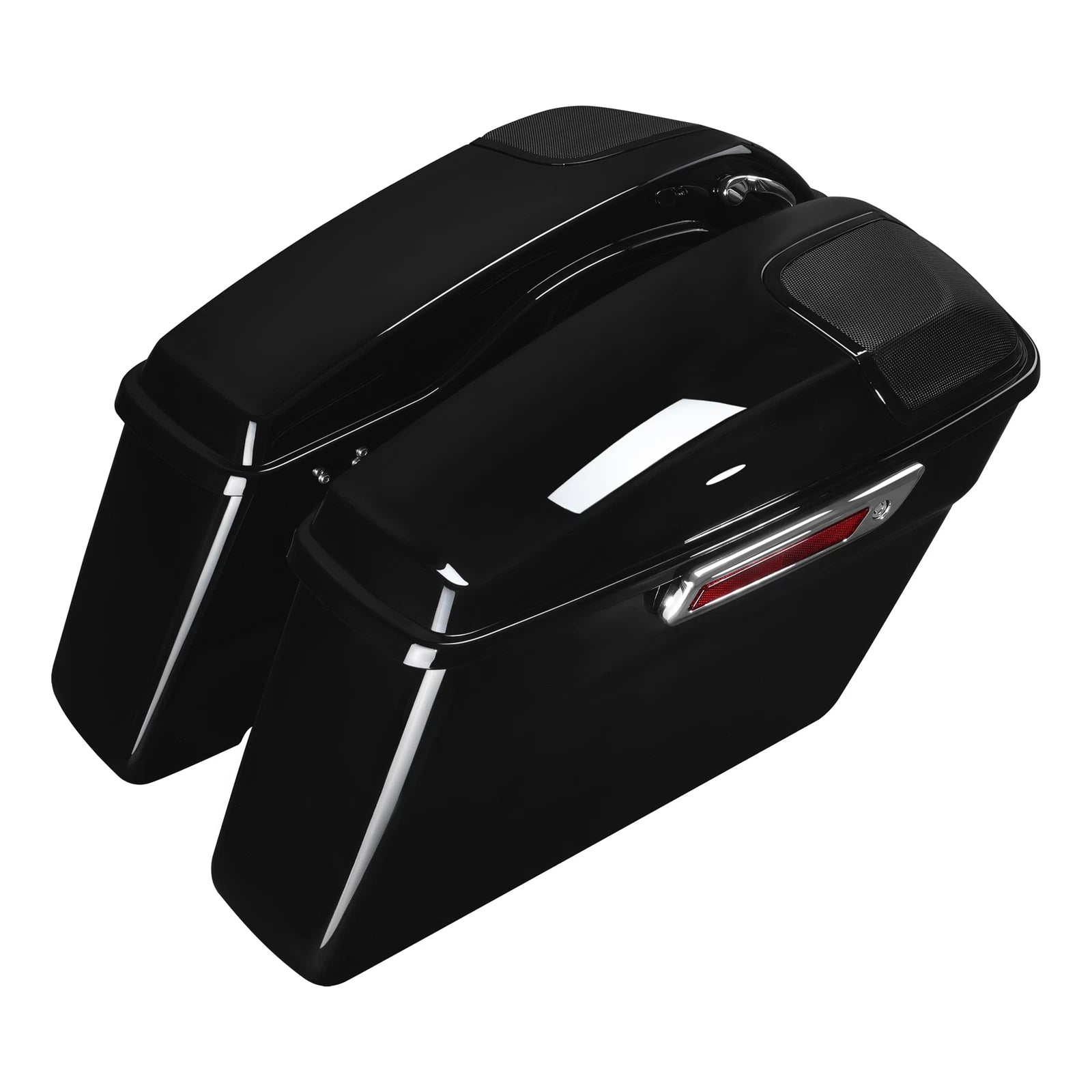 Saddlebags w/ 5x7" Speaker Cutout & Brackets for Harley Softail Fatboy (1984–2017)