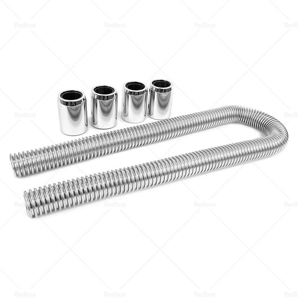 48" Flexible Stainless Steel Radiator Hose Kit for Cars with Chrome Caps