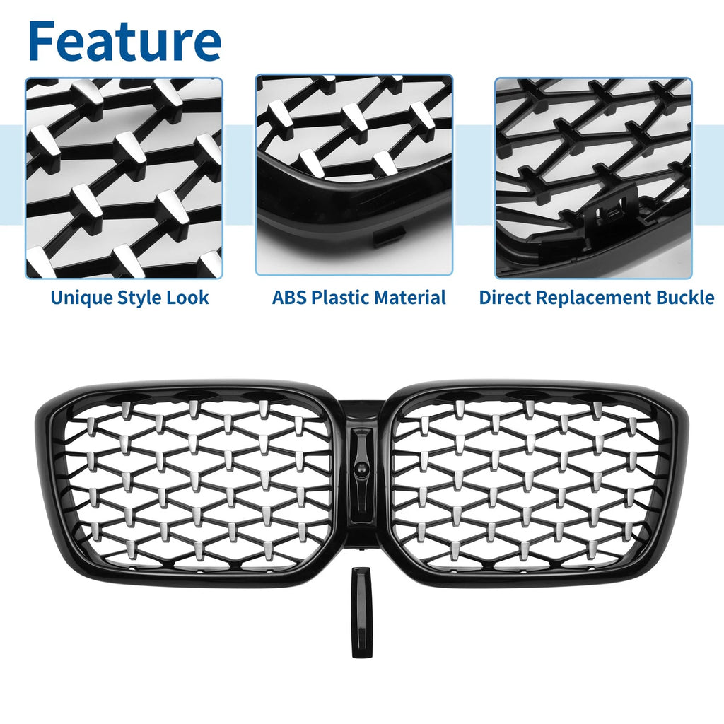 Front Upper Bumper Grille for BMW X3 G01 (2020–2023) Half Chrome Silver Tone