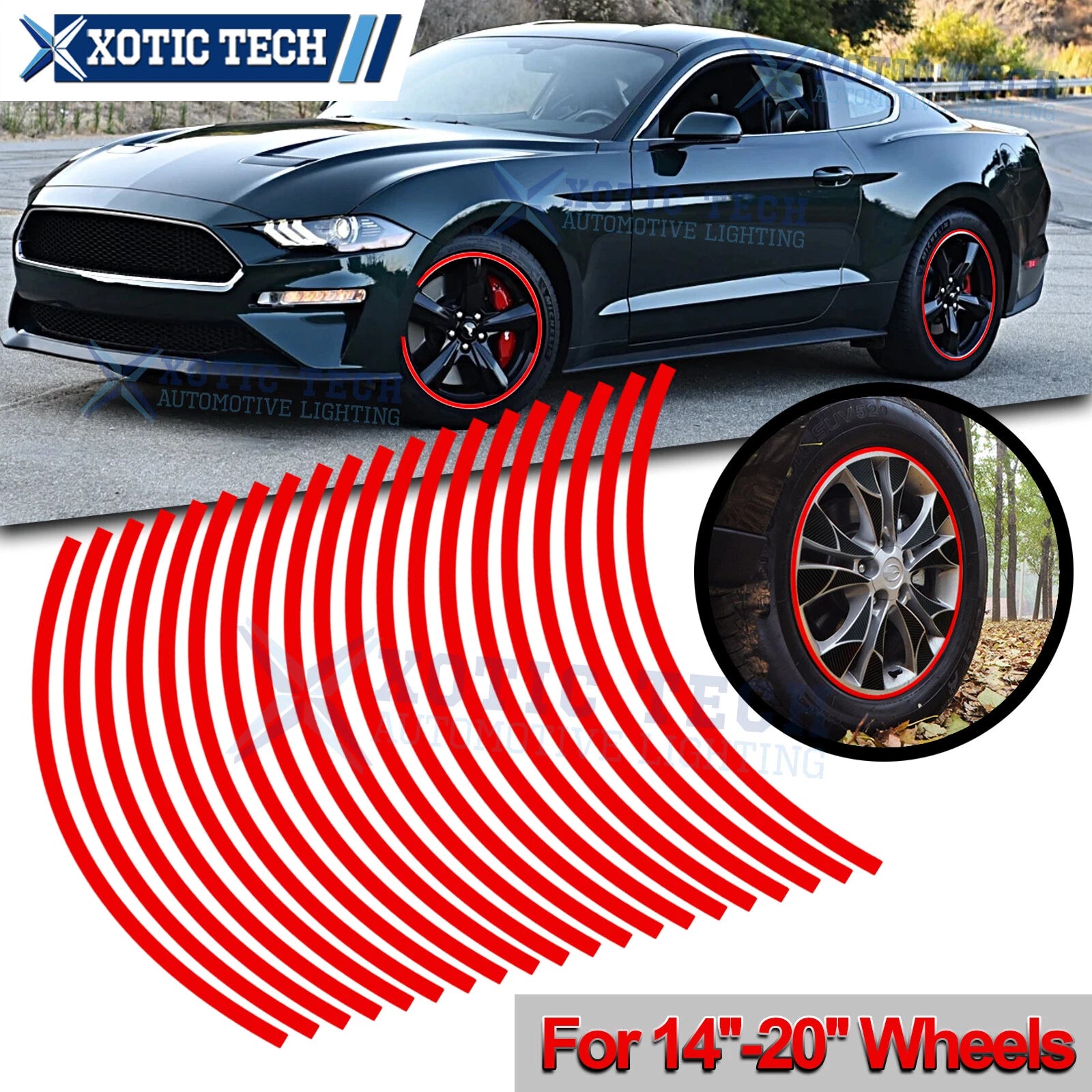 Red Reflective Wheel Hub Rim Stripe Tape Decal Stickers for Universal (—)