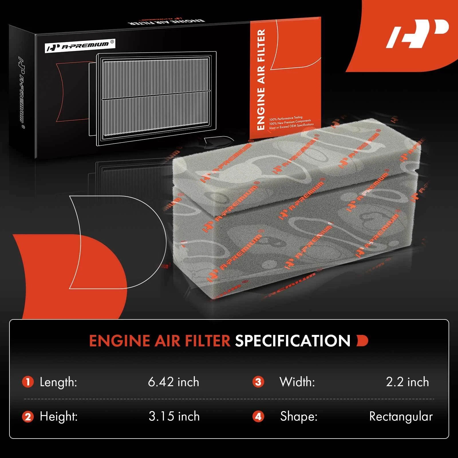 2X Engine Air Filter for Ford Transit-150, Transit-250 (2015-2019)