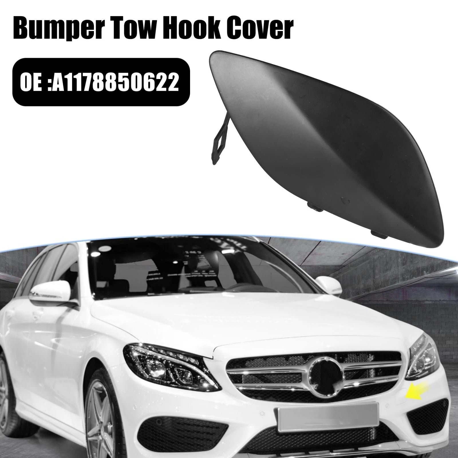 Front Bumper Tow Hook Cover A1178850622 for Mercedes-Benz CLA 250 (2014–2023) Black