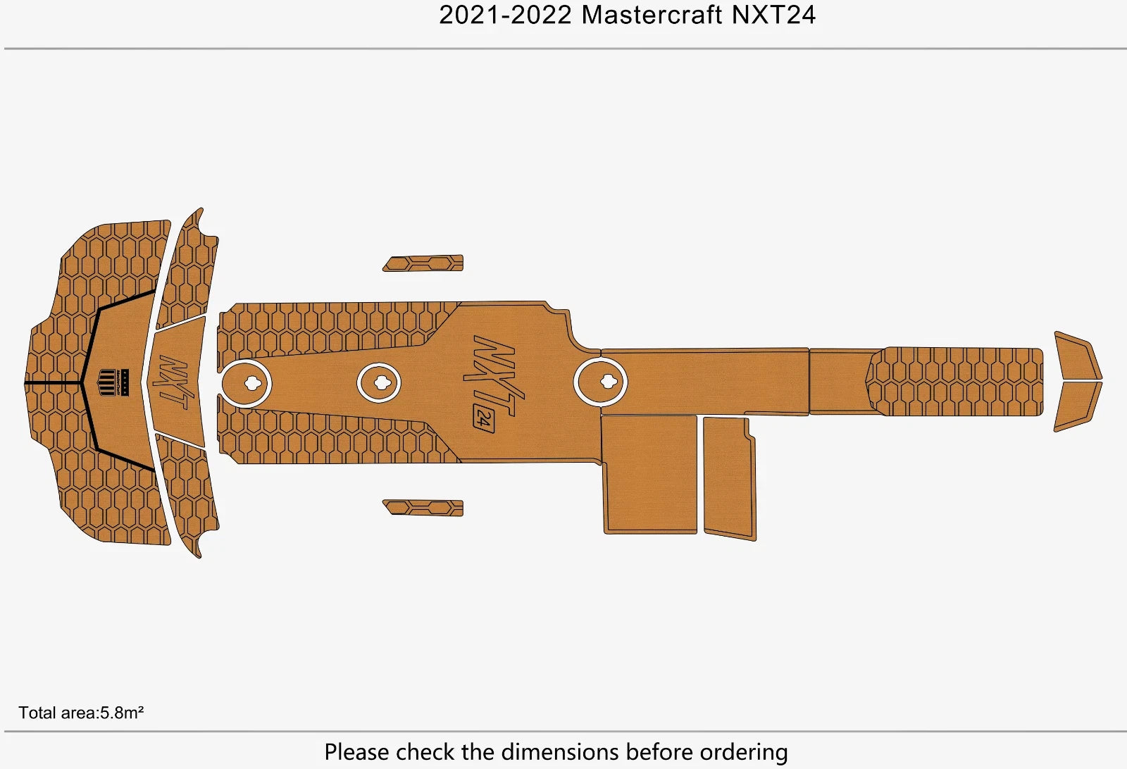 EVA Teak Flooring Mat for MasterCraft NXT 24 (2021–2022)