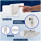 Boat Glove Box with Drink Cup Holders for Universal Fit (Lockable, White)