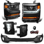 Black Amber Headlights & Fog Lights for Silverado 1500 (2016–2018)