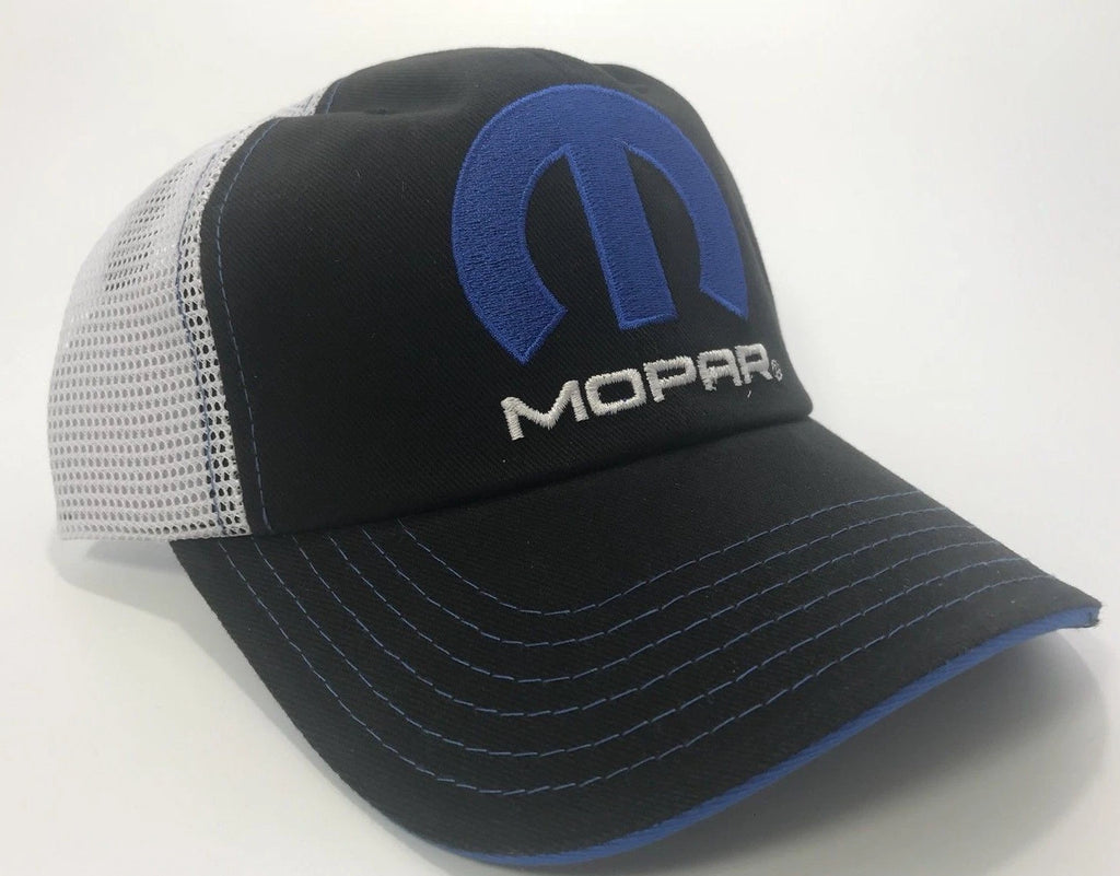 Replacement Hood Emblem Black Hat Cap with White Mesh and Mopar Logo for Dodge (2005–2018)