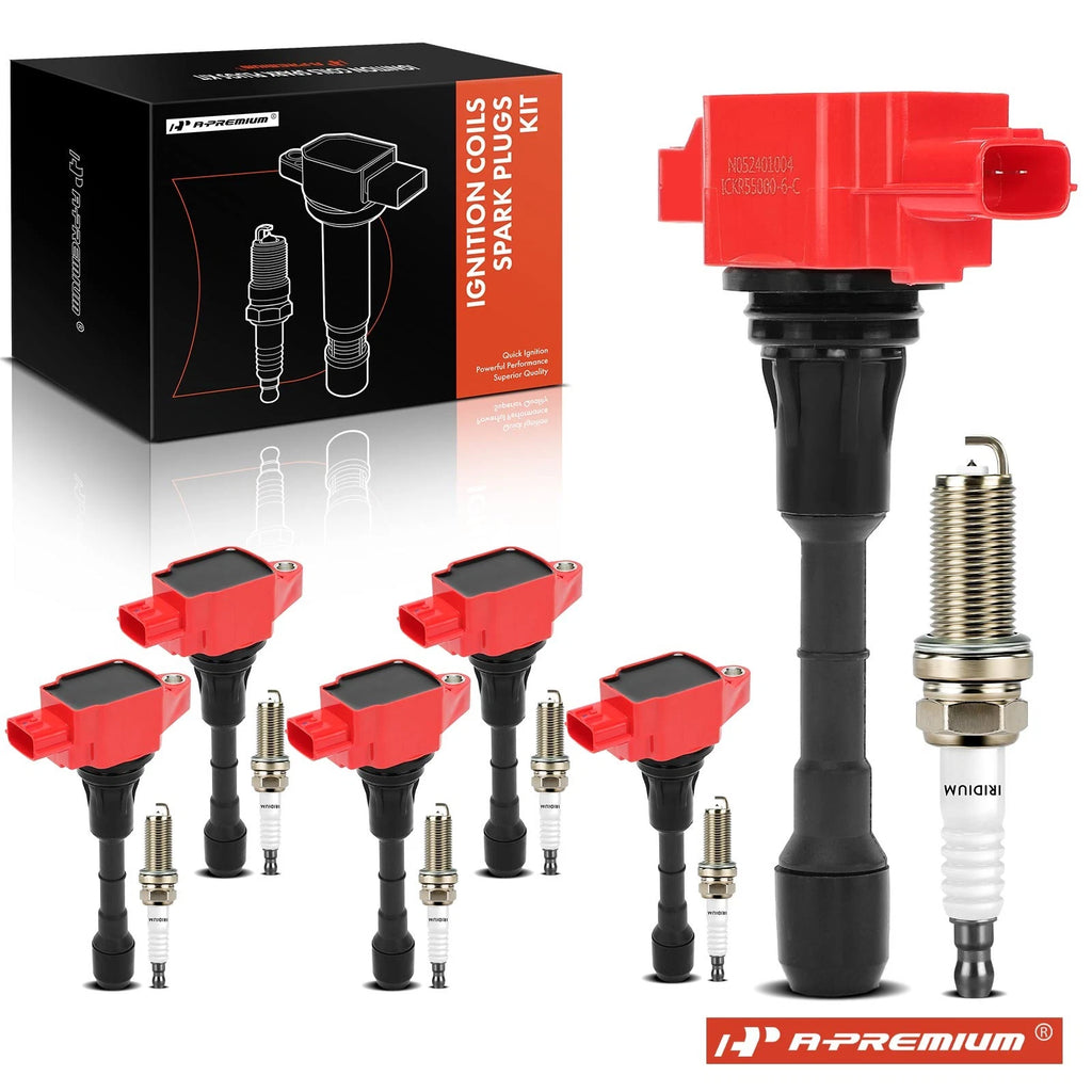Set of 6 Ignition Coils & Iridium Spark Plugs for Nissan Altima Murano (2002–2022)