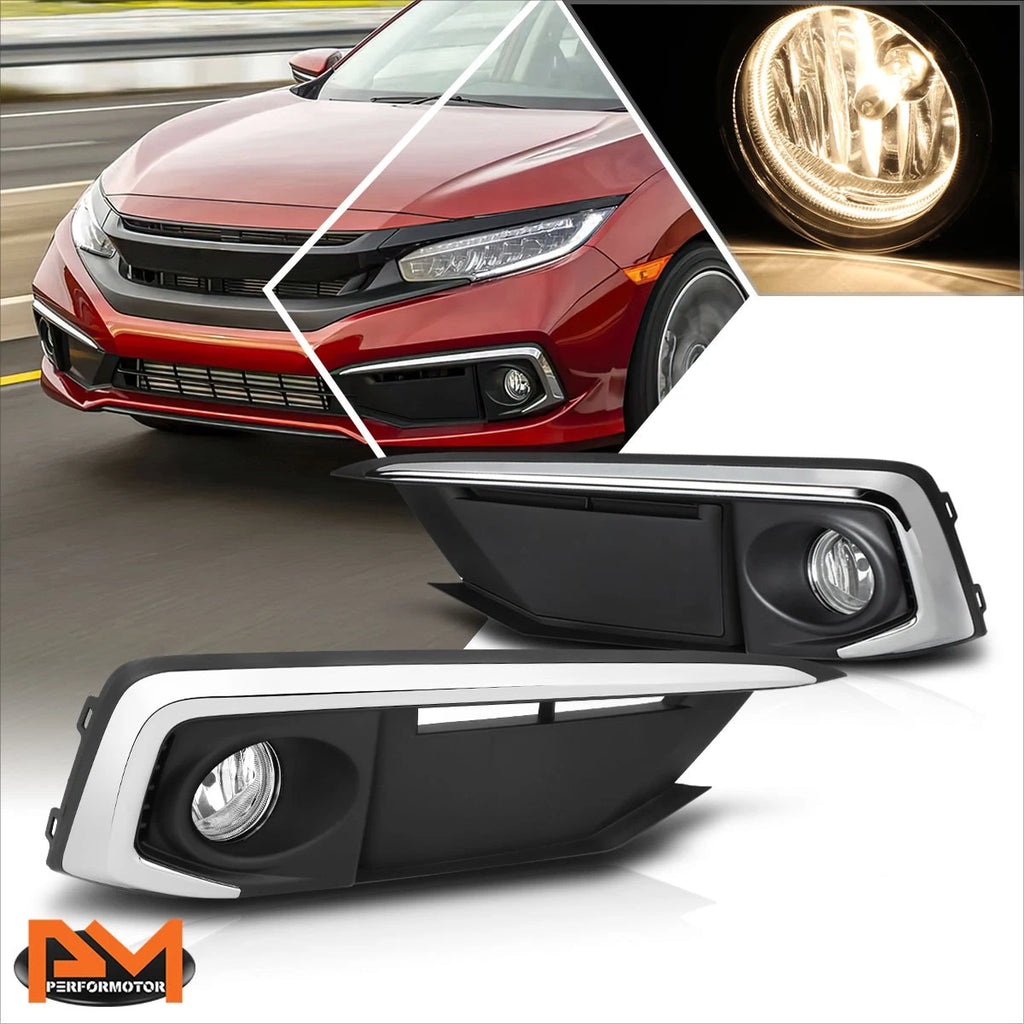 Clear Lens Front Driving Fog Lights with Switch & Bezel for Honda Civic (2019–2020)