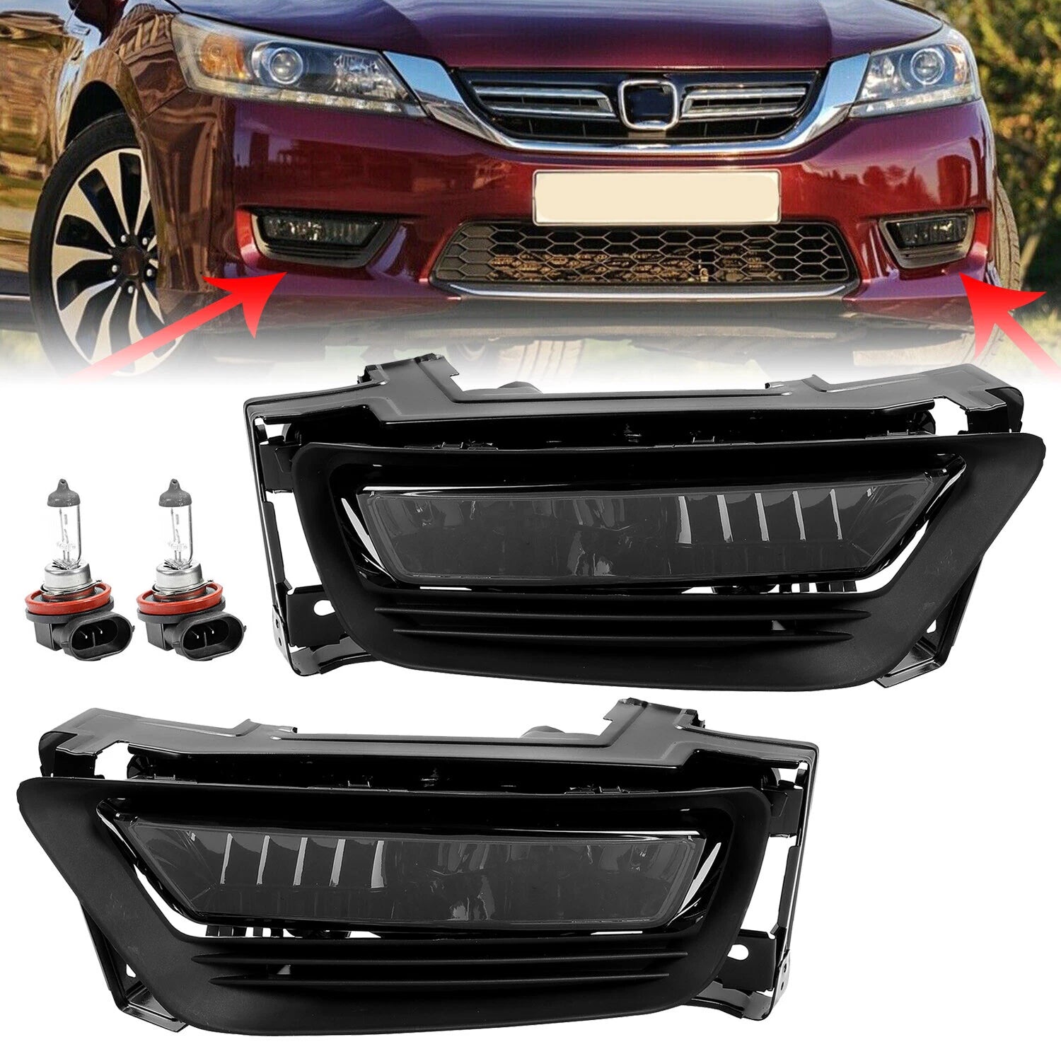 Fog Lights for Honda Accord Sedan (2013–2015) - Smoke, With Bulbs