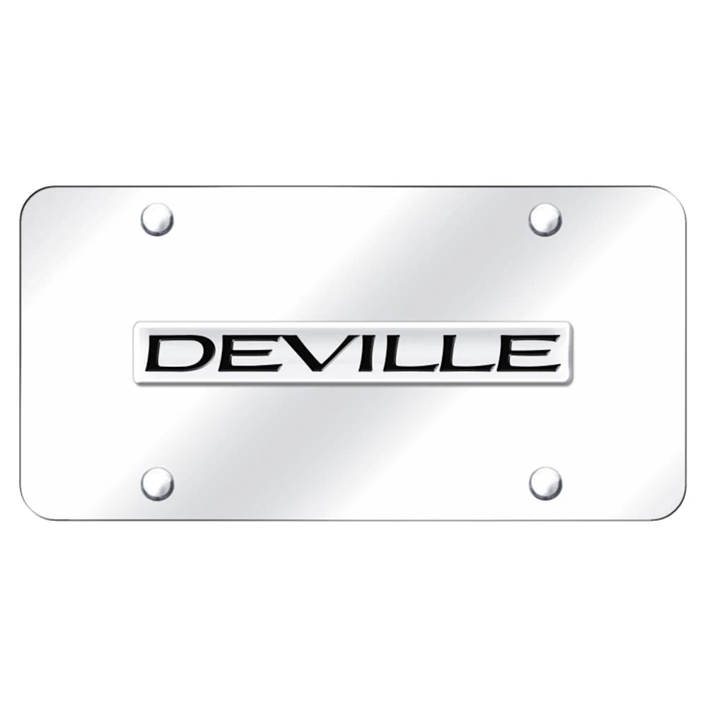Chrome Name on Chrome License Plate - Officially Licensed for Cadillac Deville