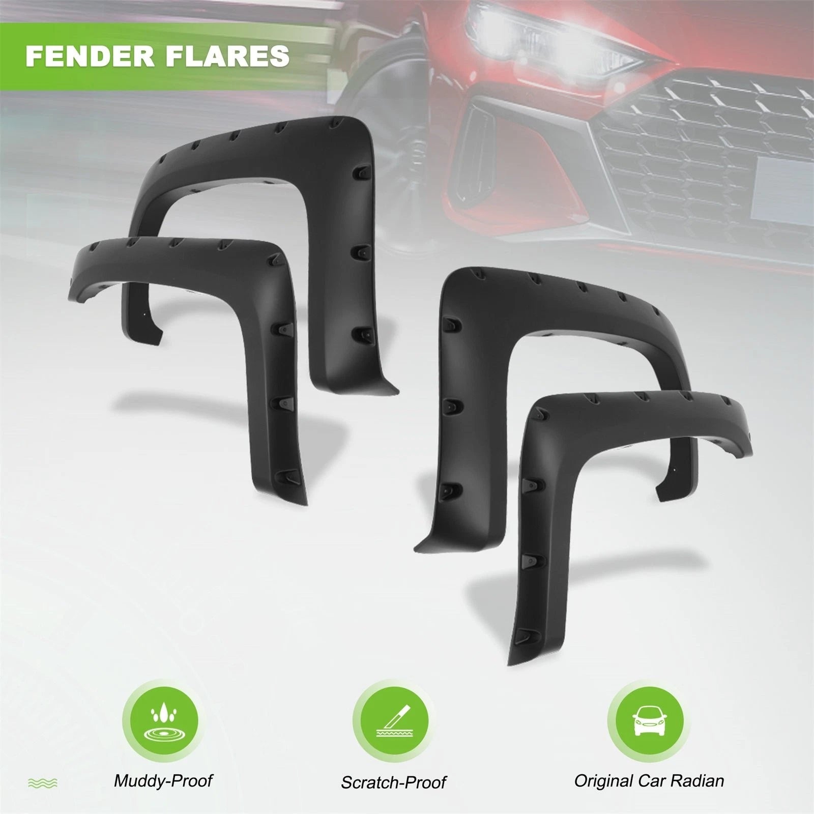 Set of 4 Pocket Style Fender Flares for Chevy Silverado 1500 (2007–2013)