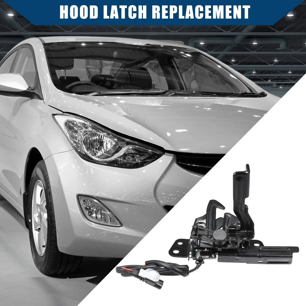 Hood Lock Latch for Hyundai Elantra 2016-2018 Durable Metal Black