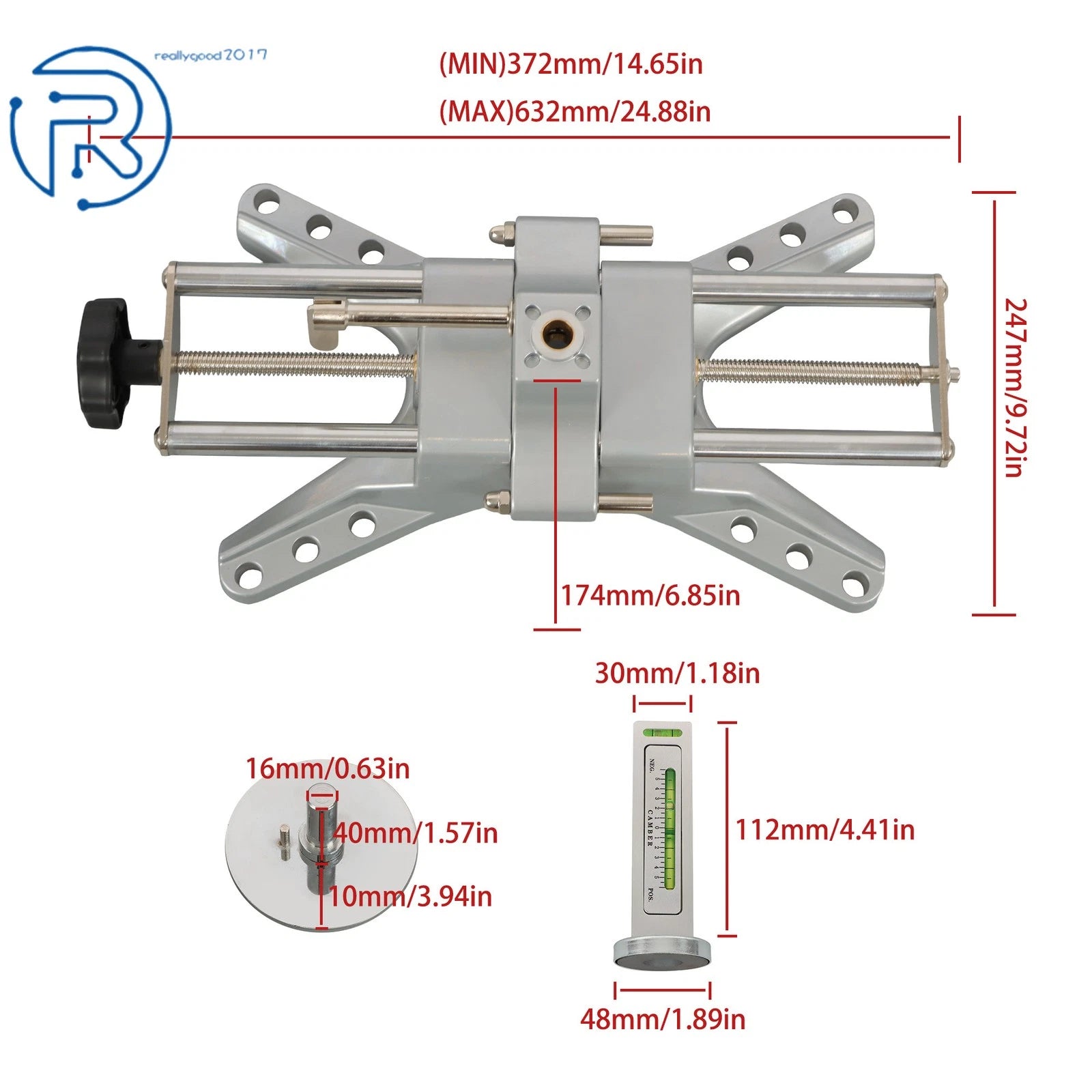 3D Wheel Alignment Tool Clamp & Magnetic Adapter for Universal Rims (11-25")