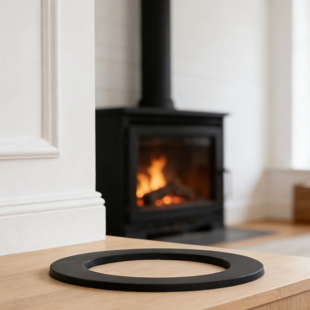 150mm Black Stainless Steel Wall Collar for Wood Burning Fireplace