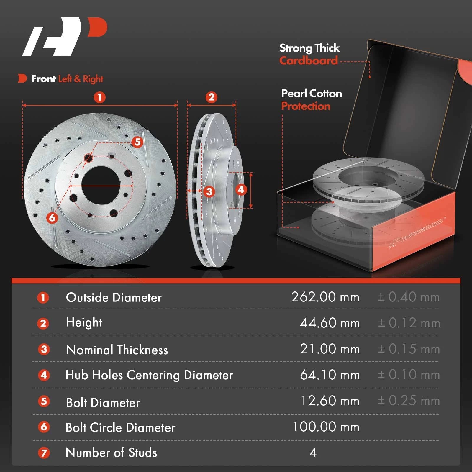 Front Drilled Brake Rotors & Ceramic Pads for Honda Civic (1993–1995)