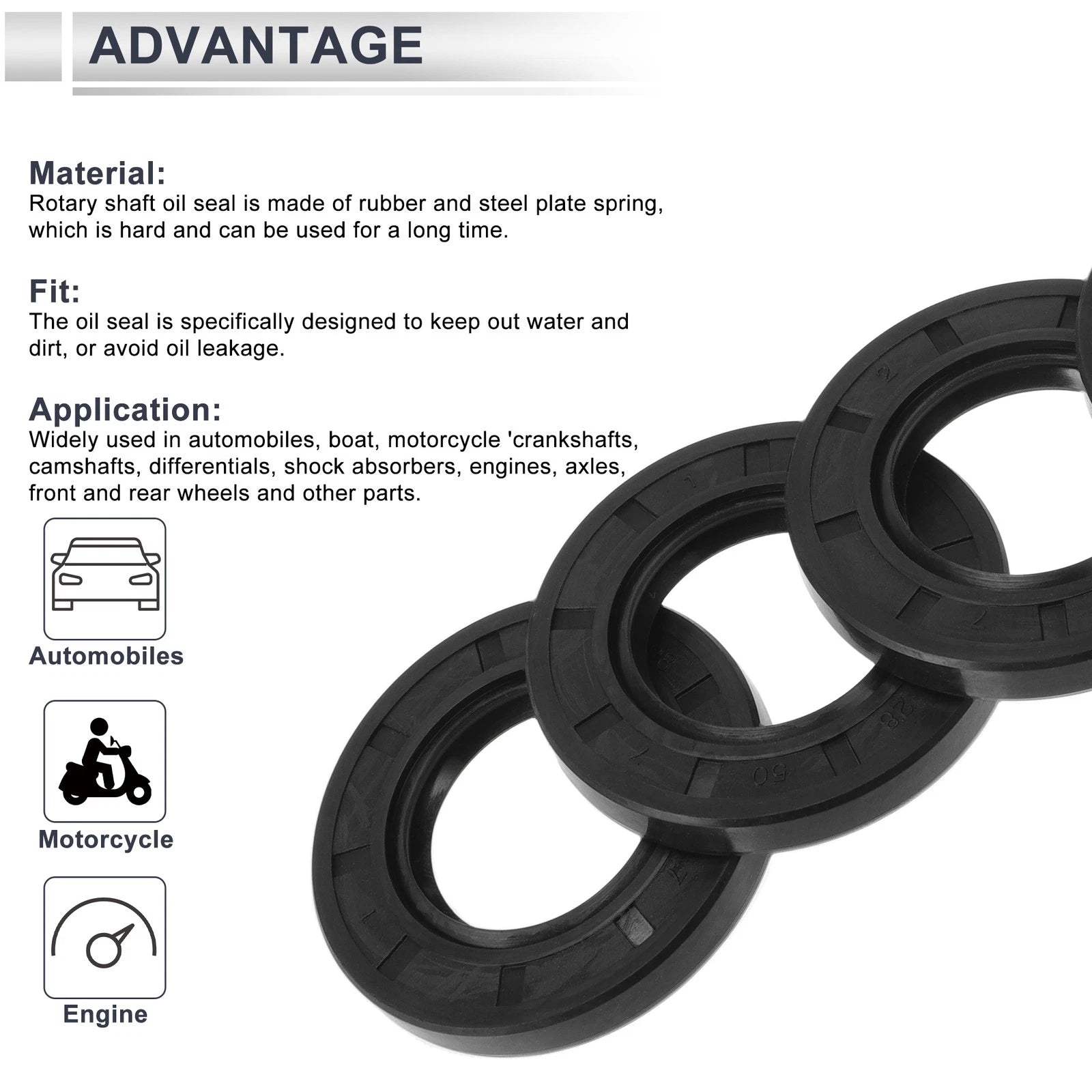Set of 5 Oil Seal Rotary Shaft Seals 28x50x7mm Nitrile Rubber