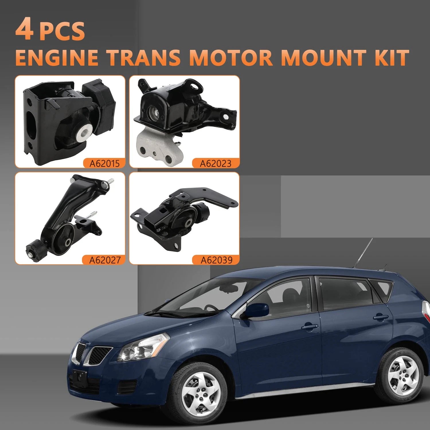 Set of 4 Engine Motor Mounts for Toyota Corolla/Matrix (2009–2013)