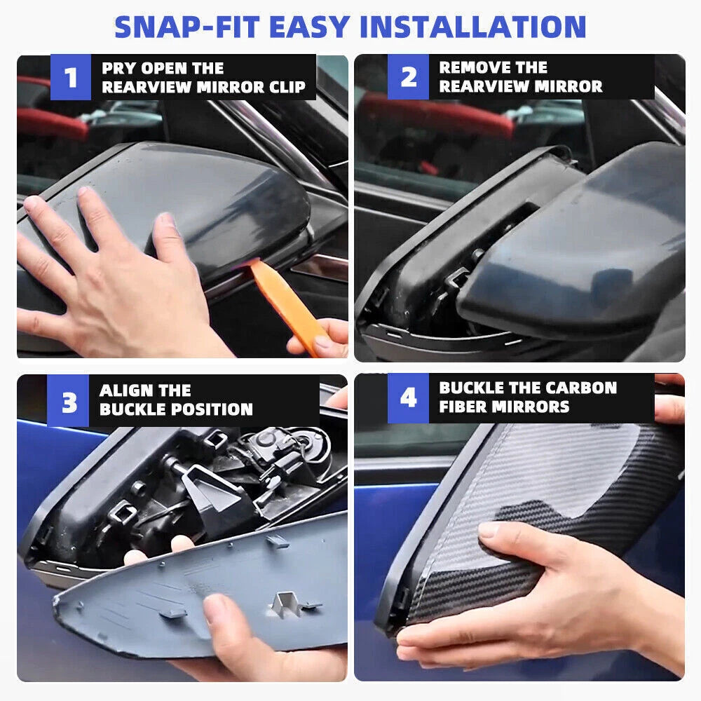 Real Carbon Fiber Side Mirror Cap Covers for Sierra Silverado (2014–2019)