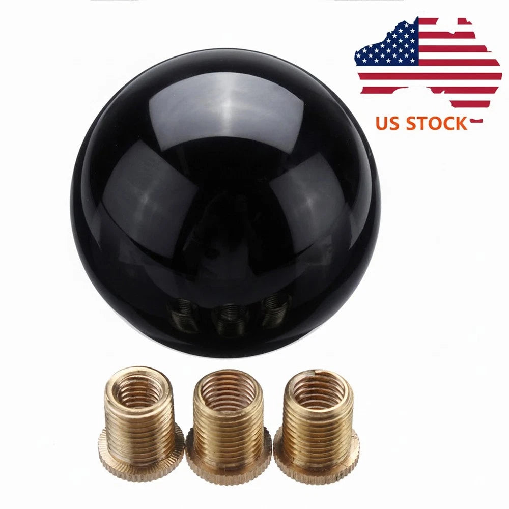 Black Round Ball Shift Knob for Universal Gear Shifter with 3 Adapters