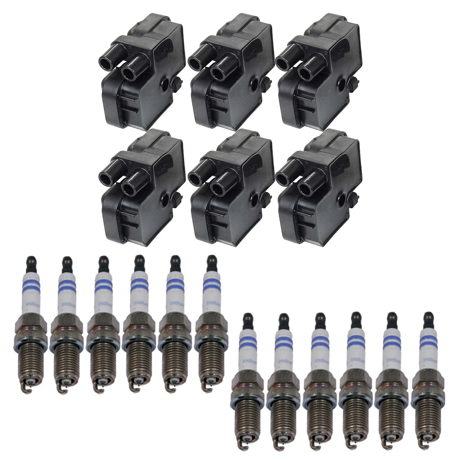 Set of 6 Ignition Coils & Spark Plugs for Mercedes W210 V6 (1996–2002)