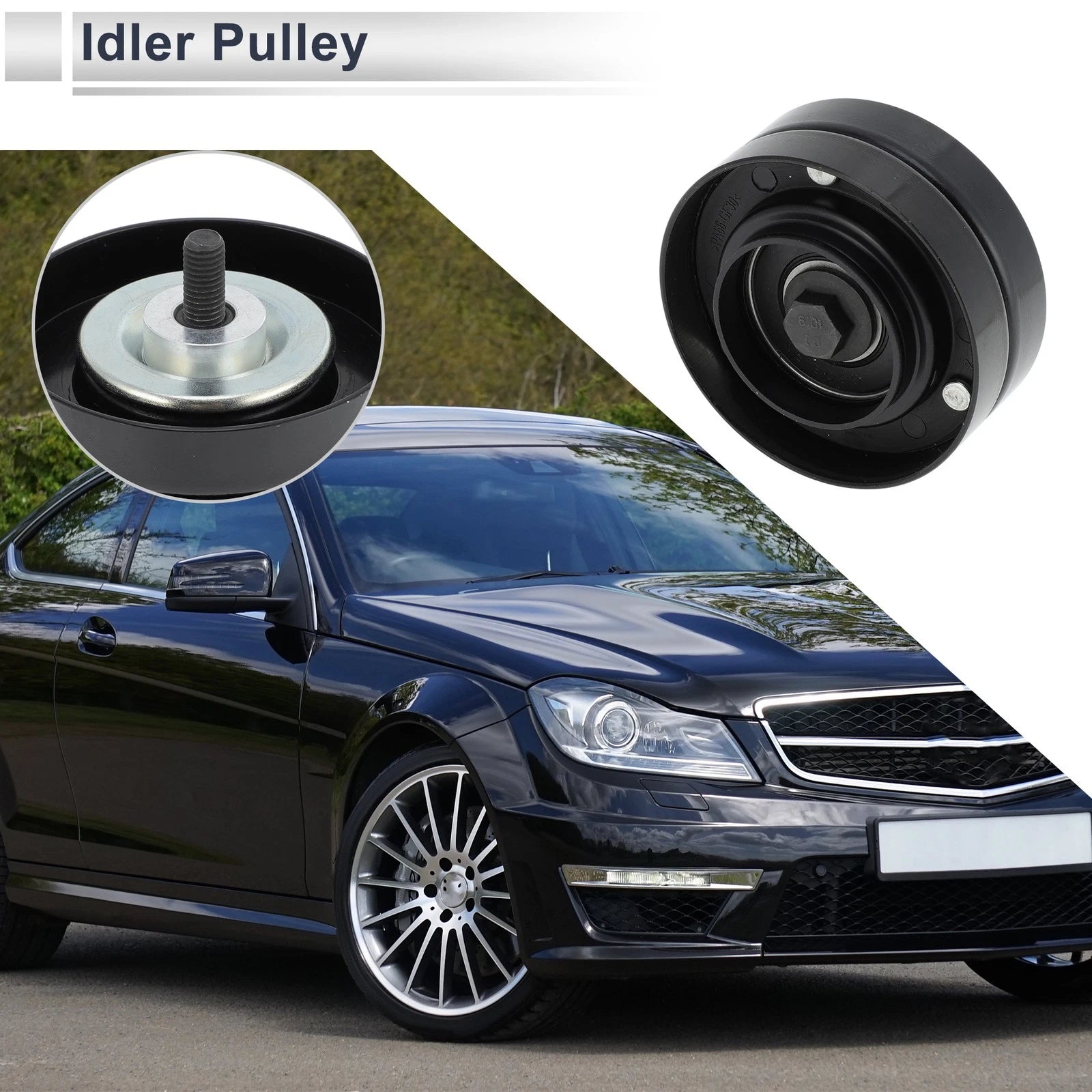 Drive Belt Idler Pulley for Volkswagen Touareg (2002–2006) No. 077109244F Black