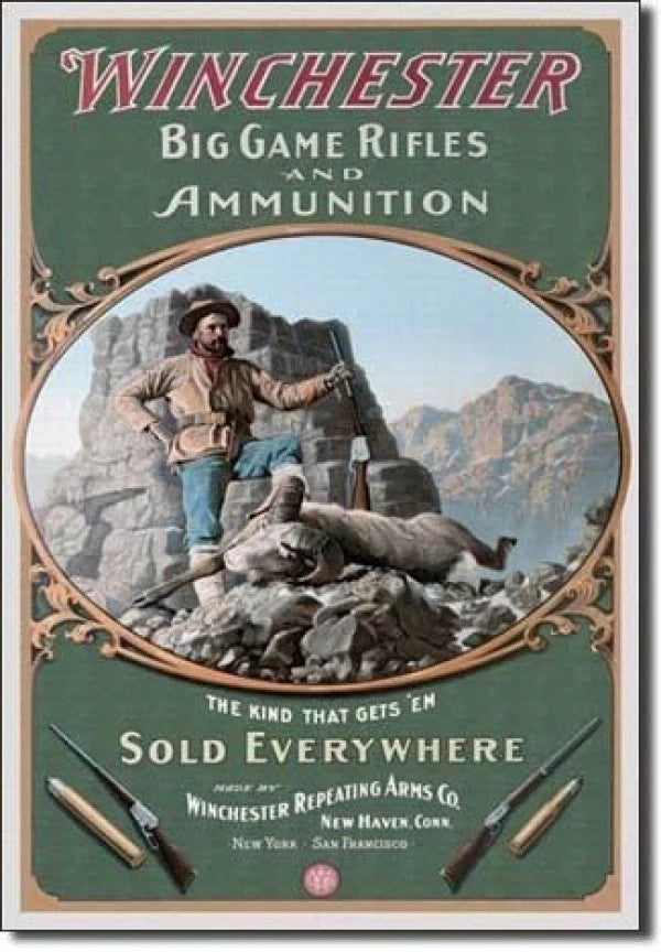Vintage Replica Tin Metal Sign for Winchester Guns