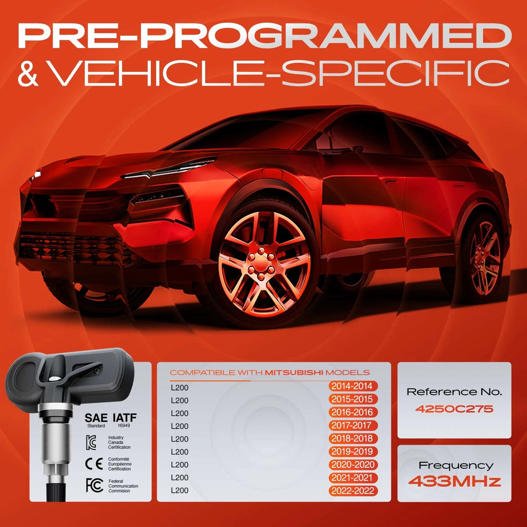 Set of 4 TPMS Tire Pressure Monitoring Sensors for Mitsubishi L200