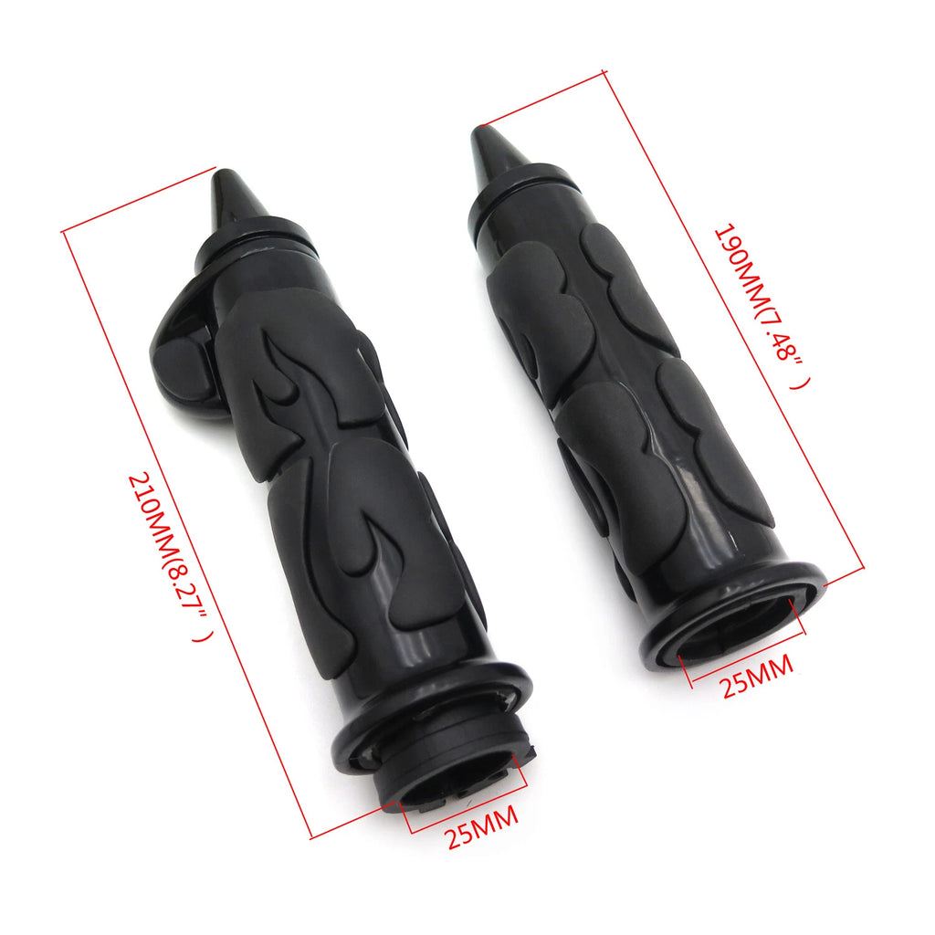 1 Pair Black Flame Spike Hand Grip Throttle Boss for Harley Dyna