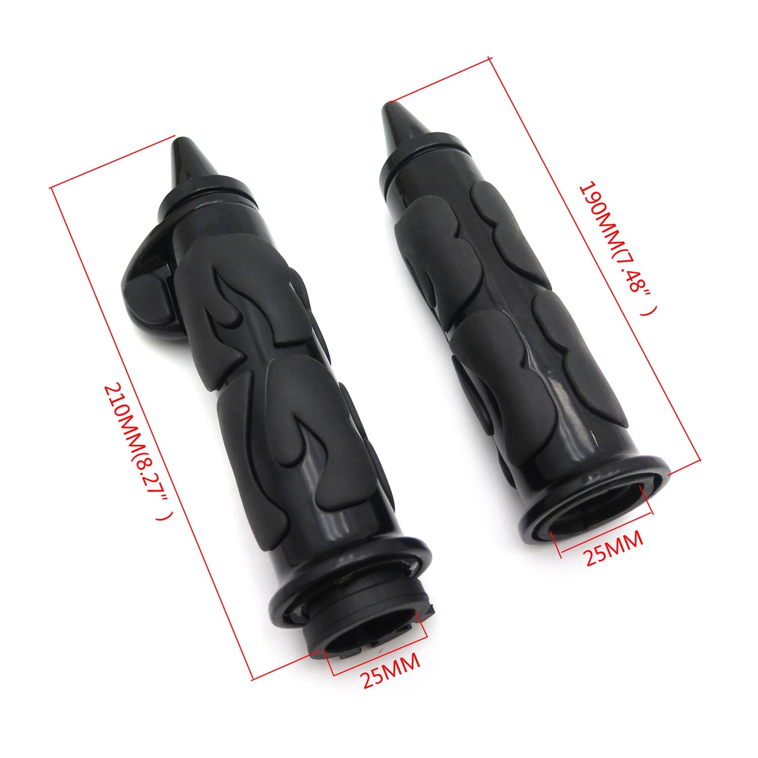 1 Pair Black Flame Spike Hand Grip Throttle Boss for Harley Dyna