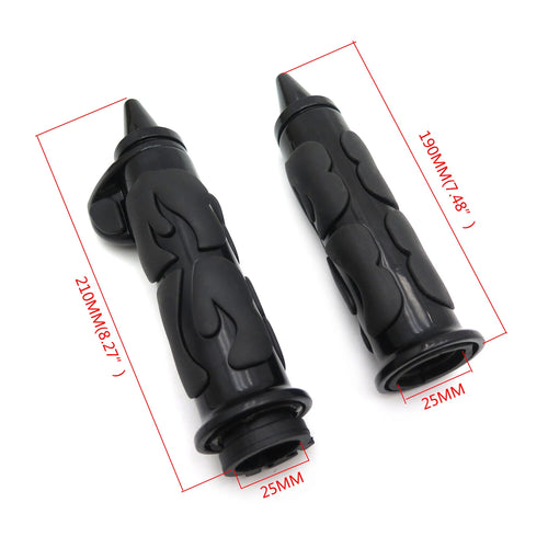 1 Pair Black Flame Spike Hand Grip Throttle Boss for Harley Dyna
