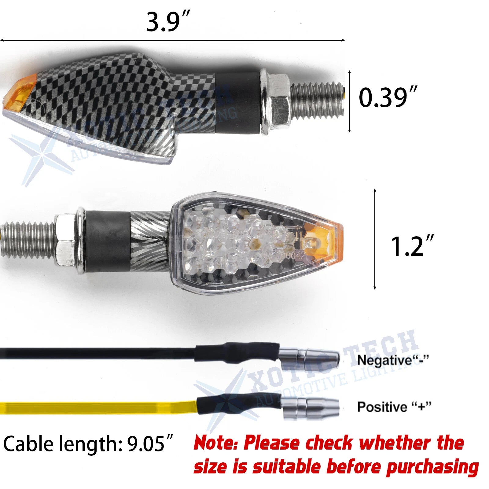 LED Turn Signal Mini Stalk Arrow Lights for Universal Motorcycles (-)