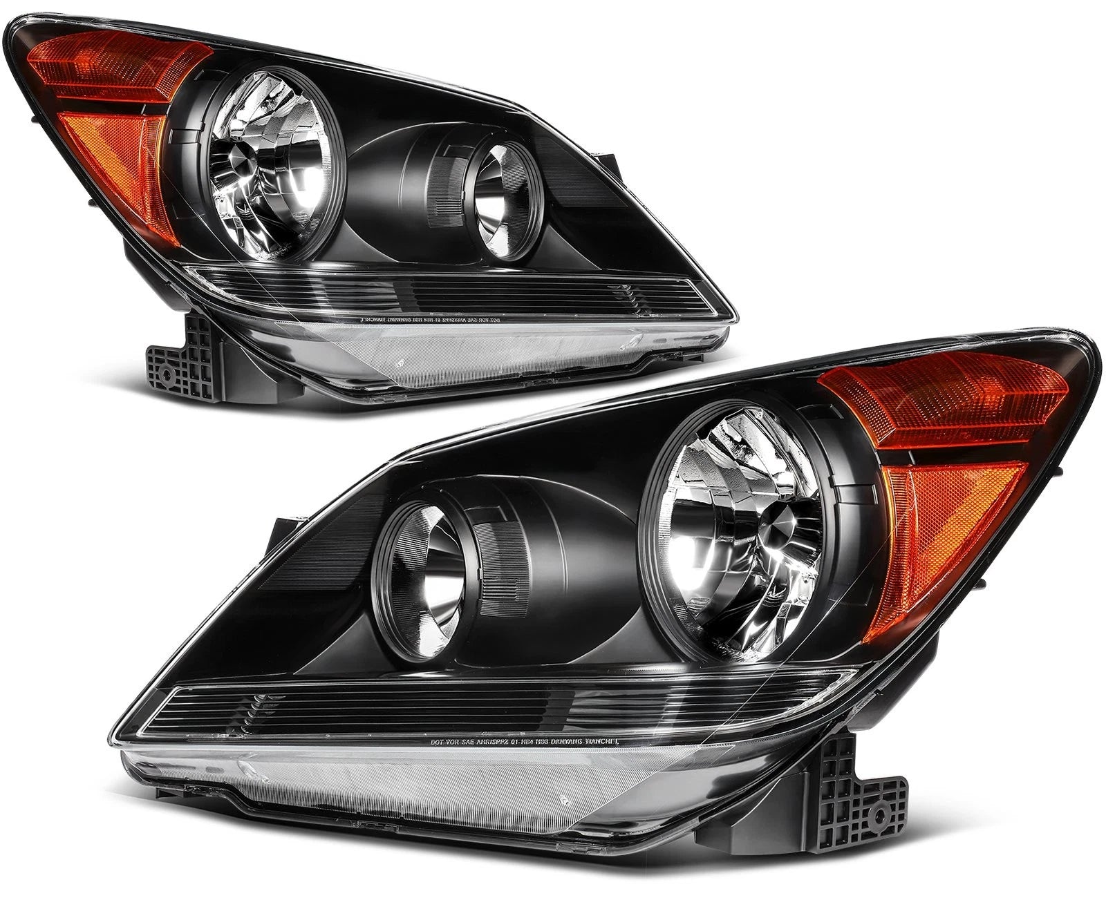 2X Headlight Assembly for Honda Odyssey (2008–2010) - Black Amber