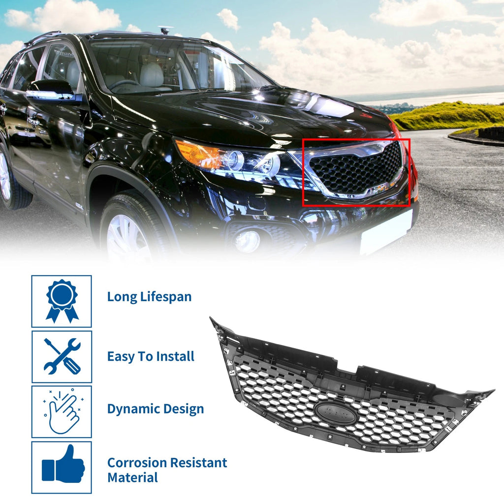 Front Hood Bumper Grille for Kia Sorento (2011–2013) No.863502P000 Black