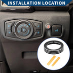 Headlight Switch Knob Cover Ring for Ford Mustang (2015–2020) Black