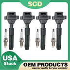 Set of 4 Ignition Coils & Spark Plugs for Mercedes-Benz R170 CL203 (1998–2004) UF536