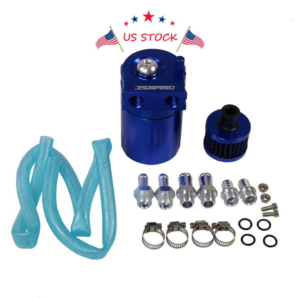 Oil Catch Can Kit for Universal Engine (Aluminum, Blue)