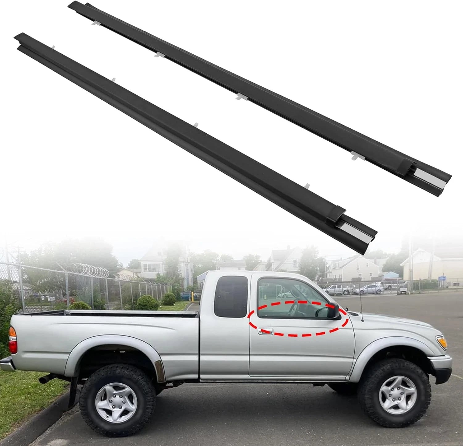 2X Front Weatherstrip Door Window Moulding Trim Seal for Toyota Tacoma (1995–2004)