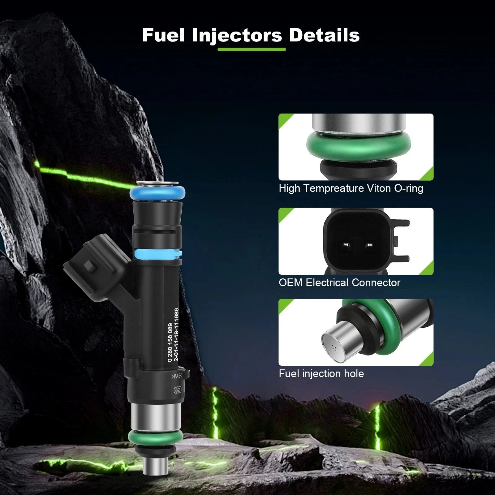 8Pcs Fuel Injectors for Lincoln Town Car, Mercury Grand Marquis (1990–2011) 6W7Z9F593AA