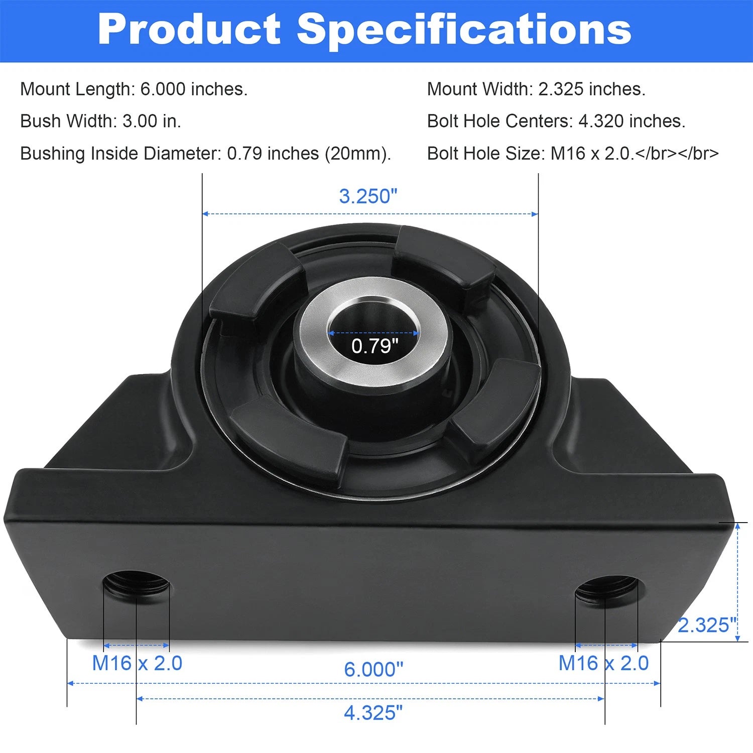 Cabin Mount Bushing for Mack M17530 (M17530, 12052, 2007439, GAFF12052, 20975432, 25076735)