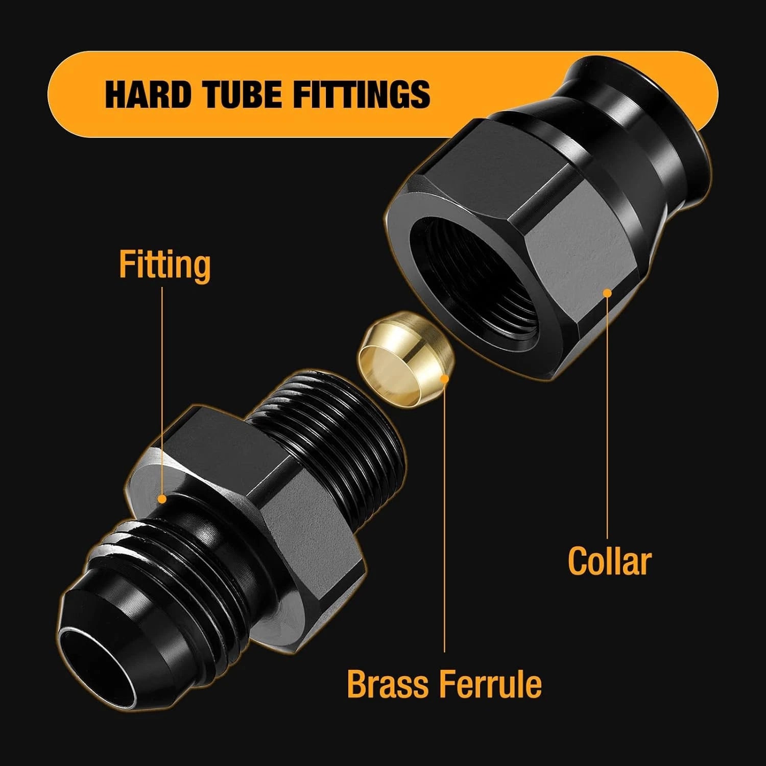 6AN Male to 3/8" Hardline Fitting for Vehicle Engine Fuel Delivery
