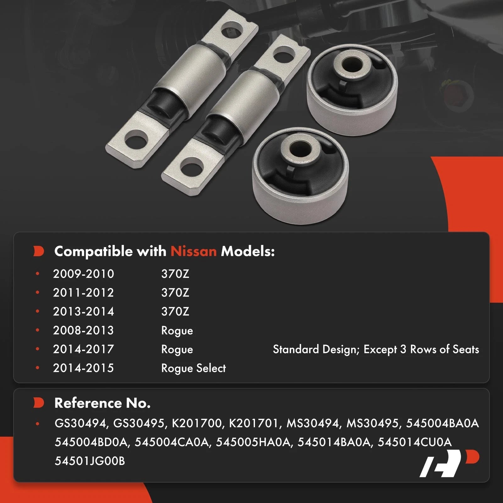 Set of 4 Control Arm Bushings for Nissan Rogue (2014–2020)