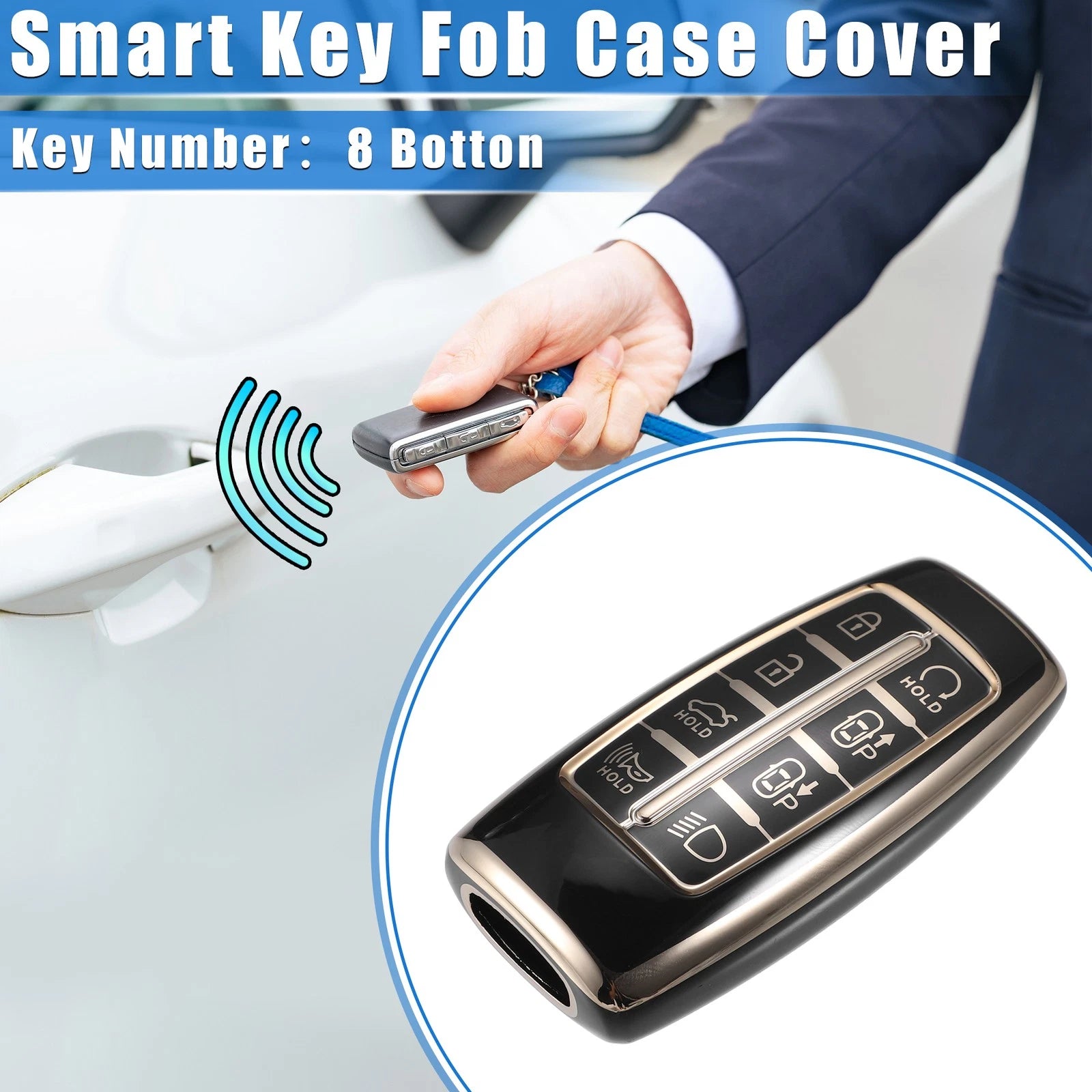 8 Buttons Key Fob Cover for Hyundai (Keyless Smart Fob)